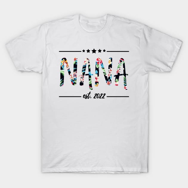 Nana Est 2022, floral Print T-Shirt by JustBeSatisfied